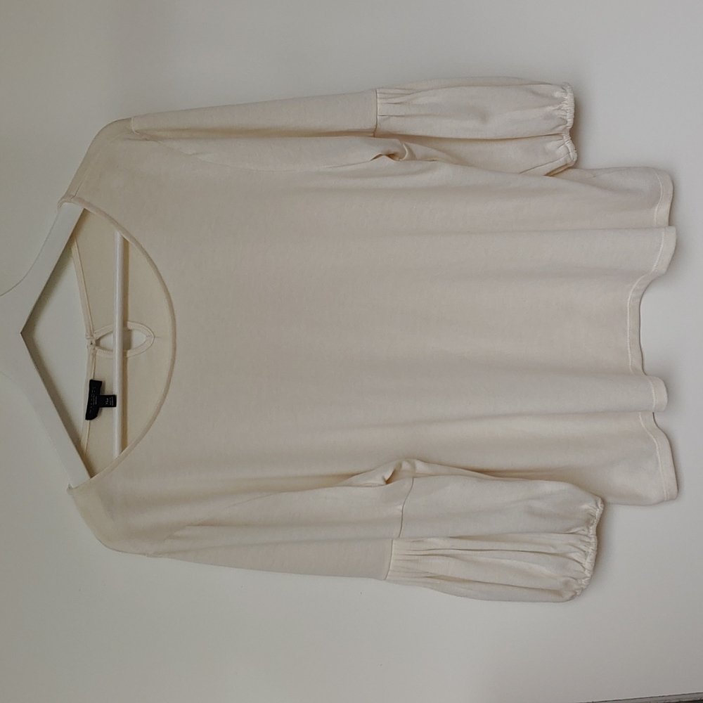 Talbots petites lightweight off white 3/4 balloon sleeve sweater size XLp